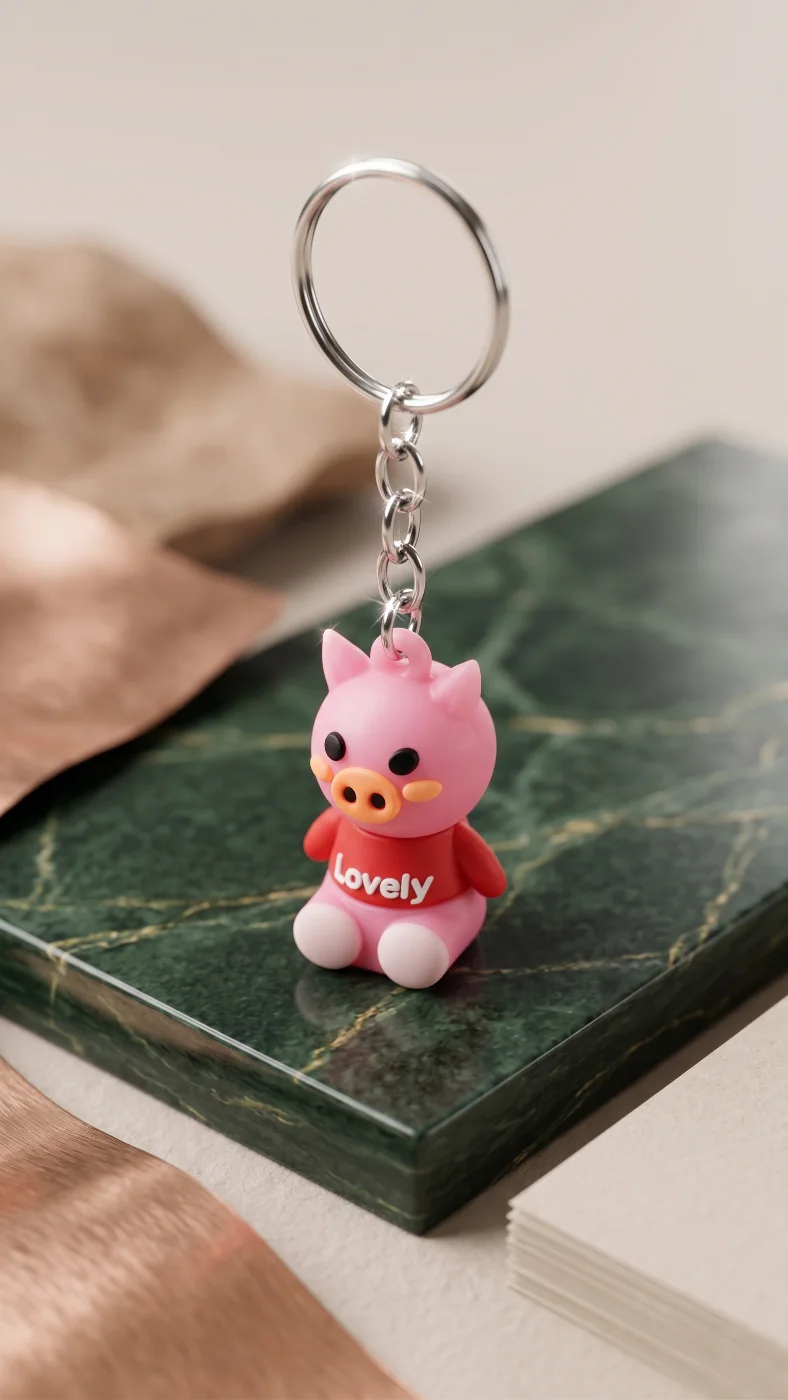 Cute Pink Pig 'Lovely' Keychain for Bags, Keys, and Gifts