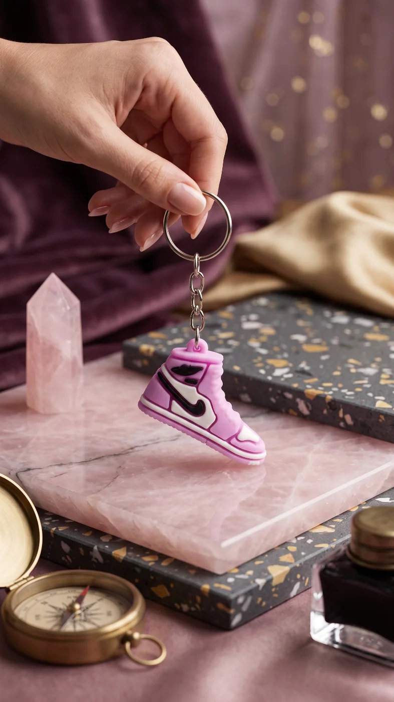 Pink Sneaker Design Keychain for Keys and Bags