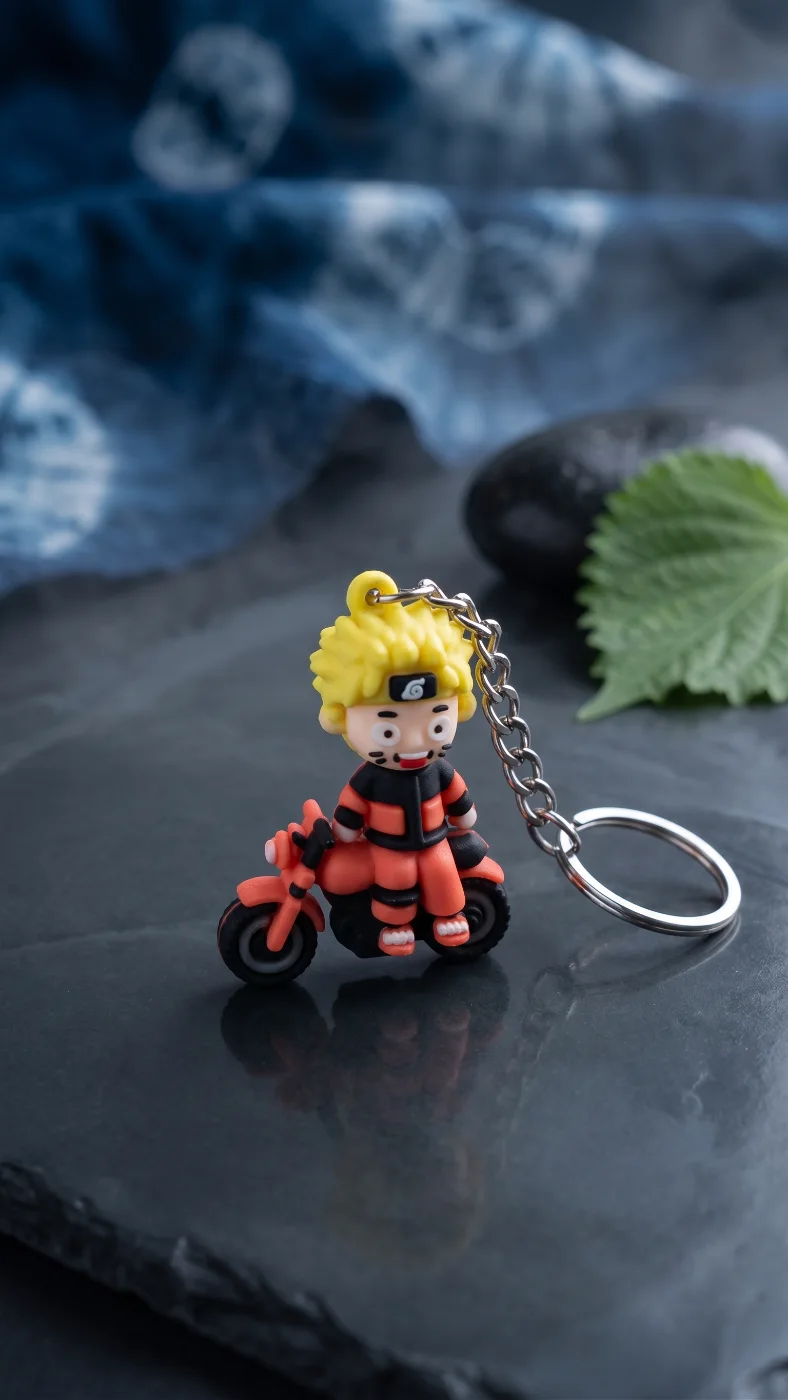 Naruto Uzumaki on Motorcycle Anime Character Keychain