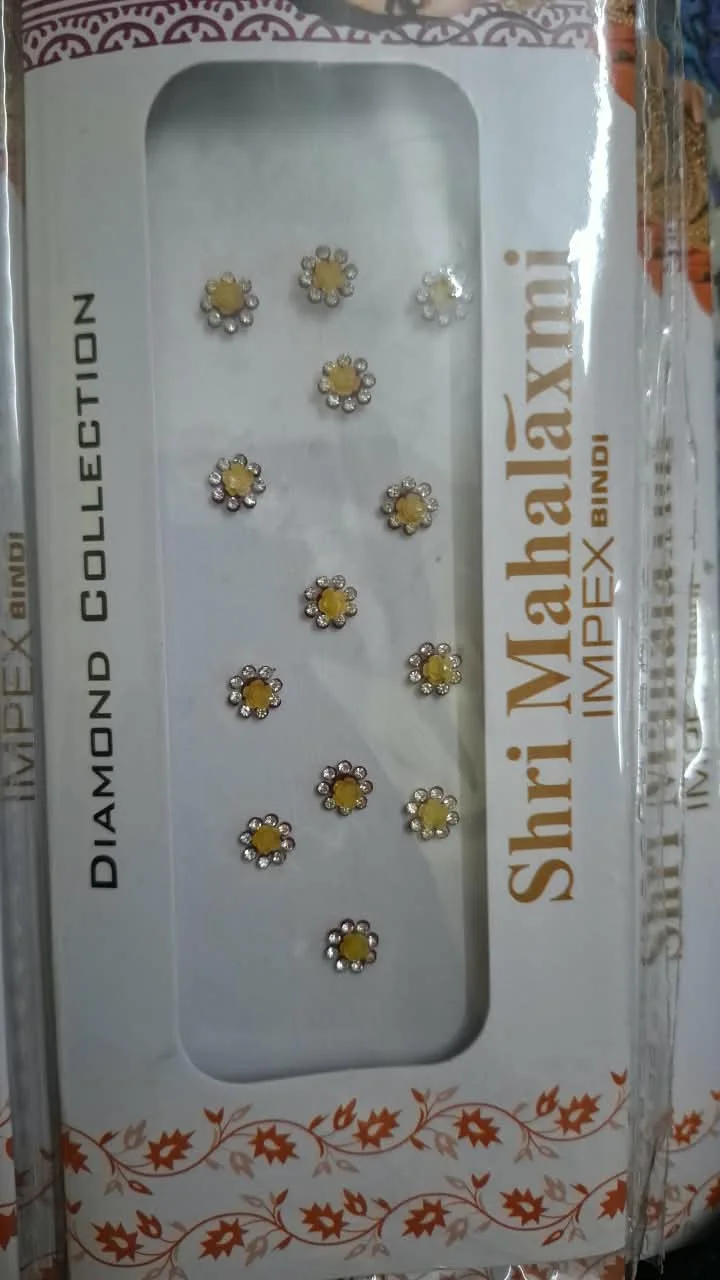 Shri Mahalaxmi Impex Diamond Collection Yellow Flower Design Bindi Pack