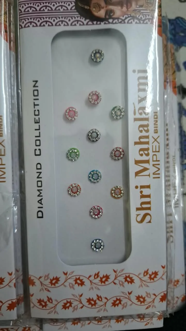 Shri Mahalaxmi Impex Diamond Collection Multicolor Round Bindis for Women