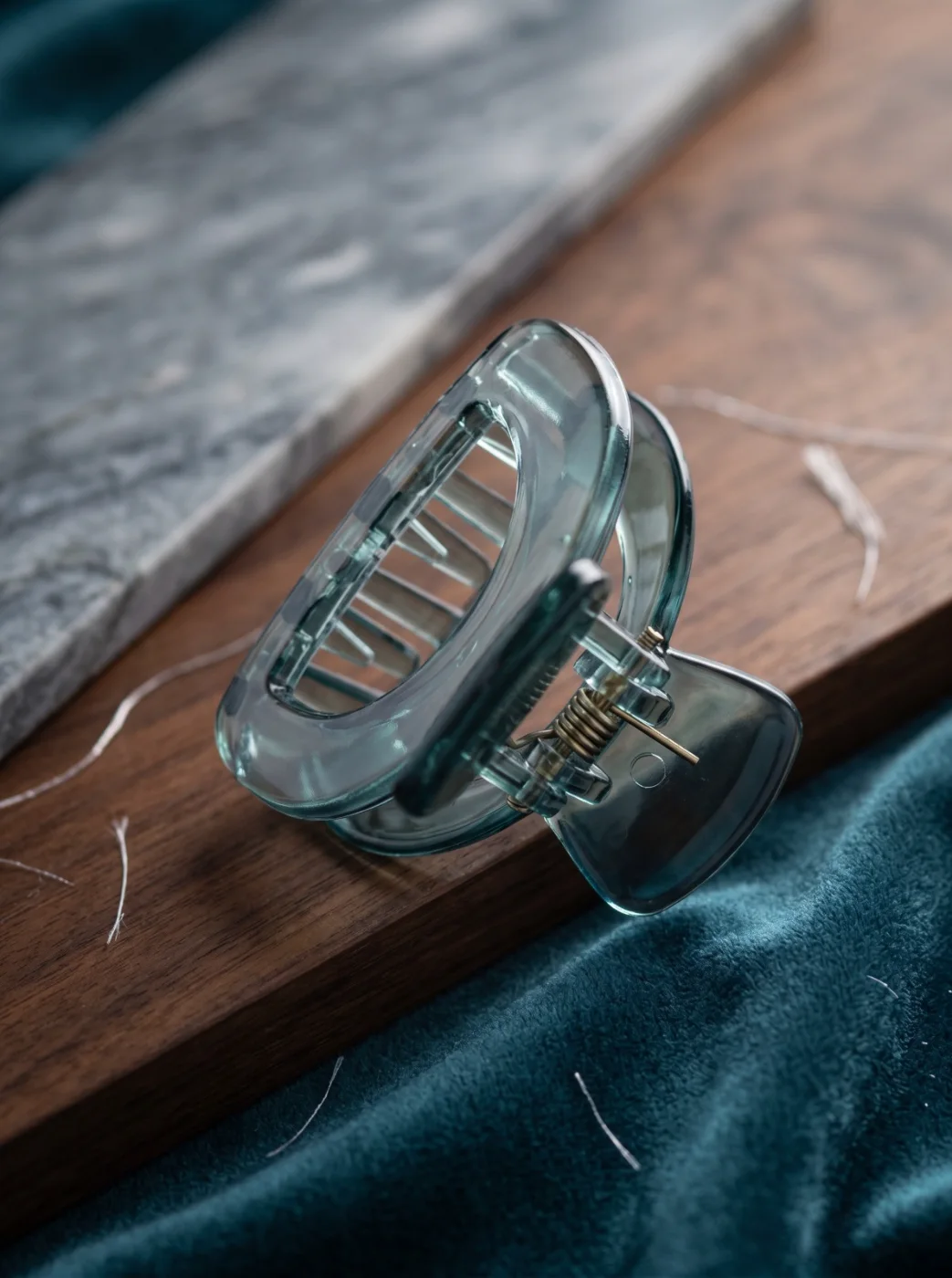 Translucent Teal Plastic Hair Claw Clip for Women & Girls