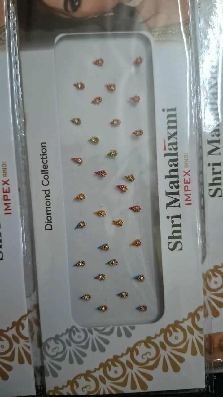 Shri Mahalaxmi IMPEX Bindi Diamond Collection Multi-Color Teardrop Stone Bindis