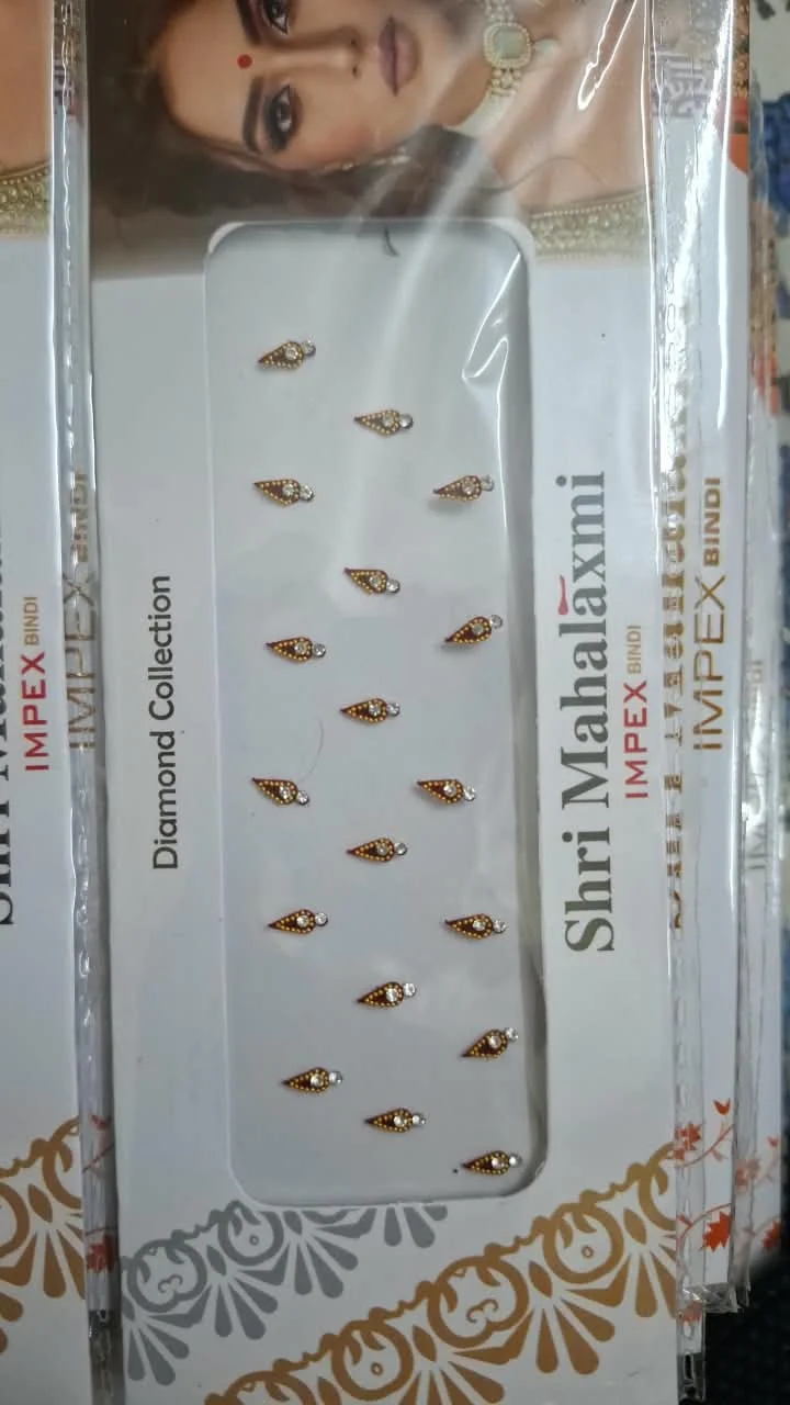 Shri Mahalaxmi IMPEX BINDI Diamond Collection Teardrop Gold Stone Bindis for Women