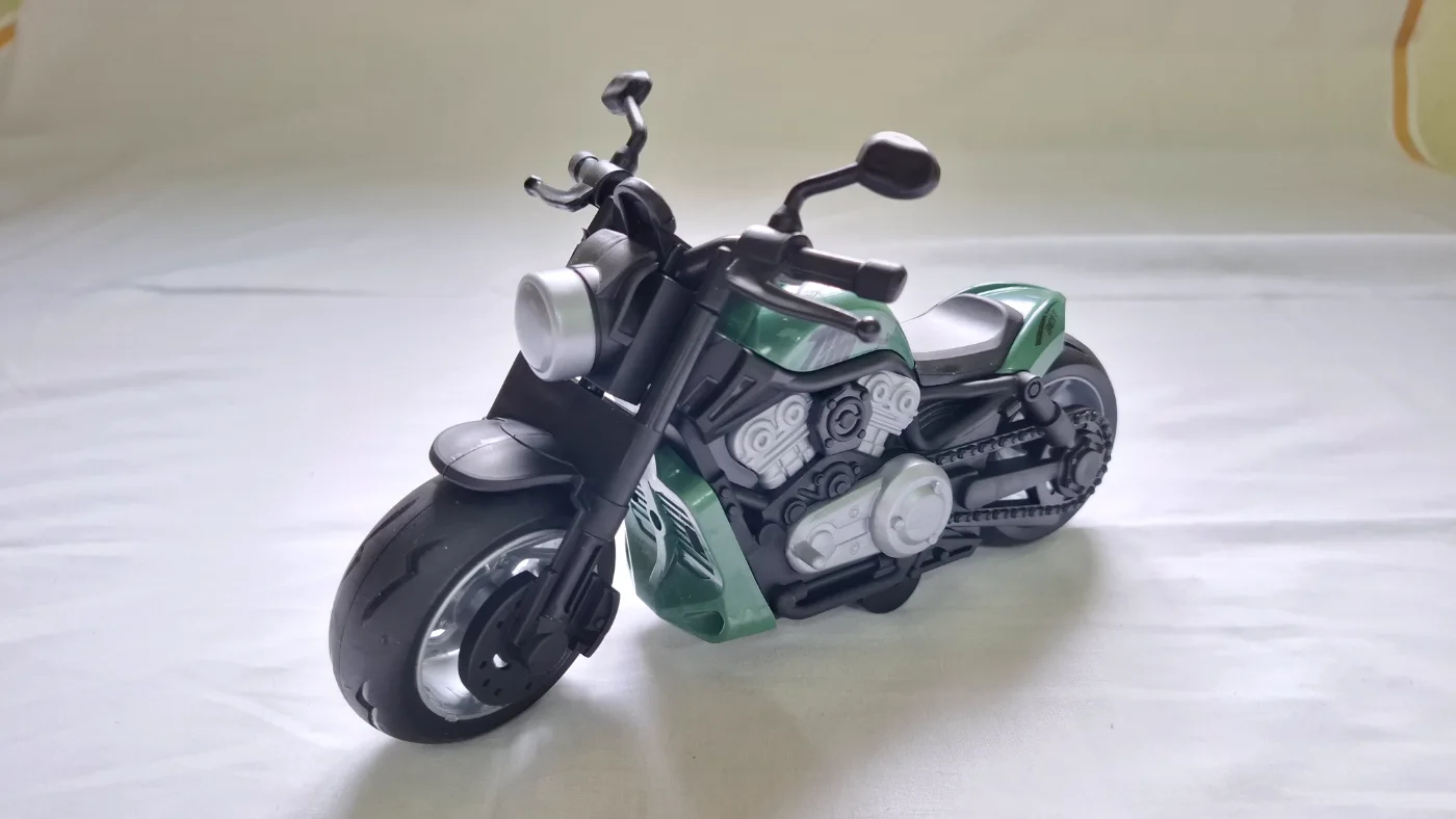 Green and Black Plastic Toy Motorcycle Model for Kids
