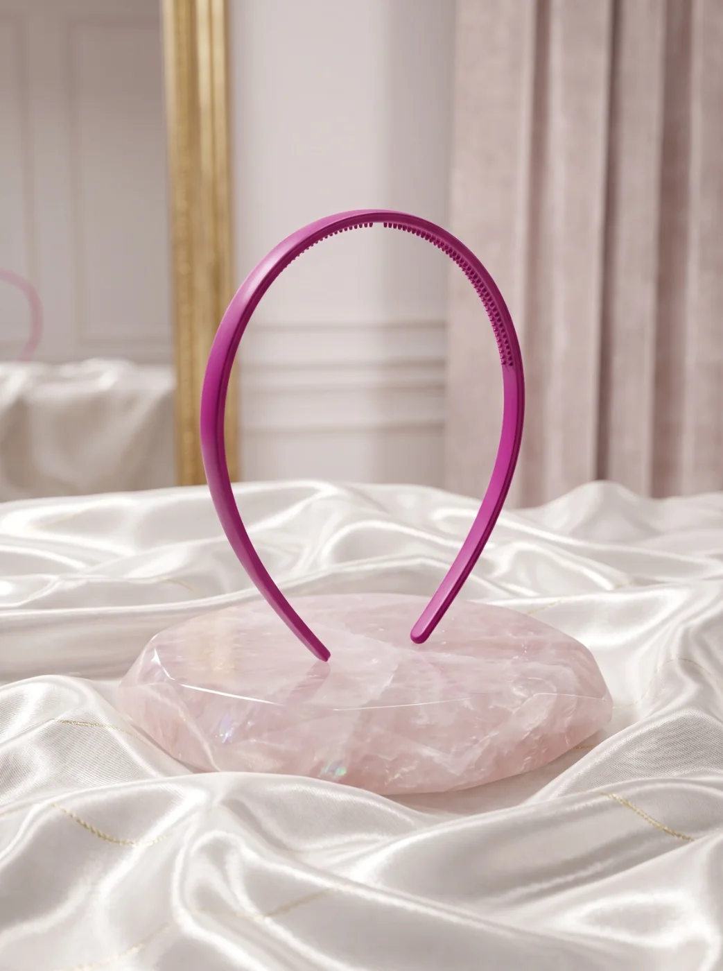 Fuchsia Pink Plain Plastic Hair Headband with Teeth