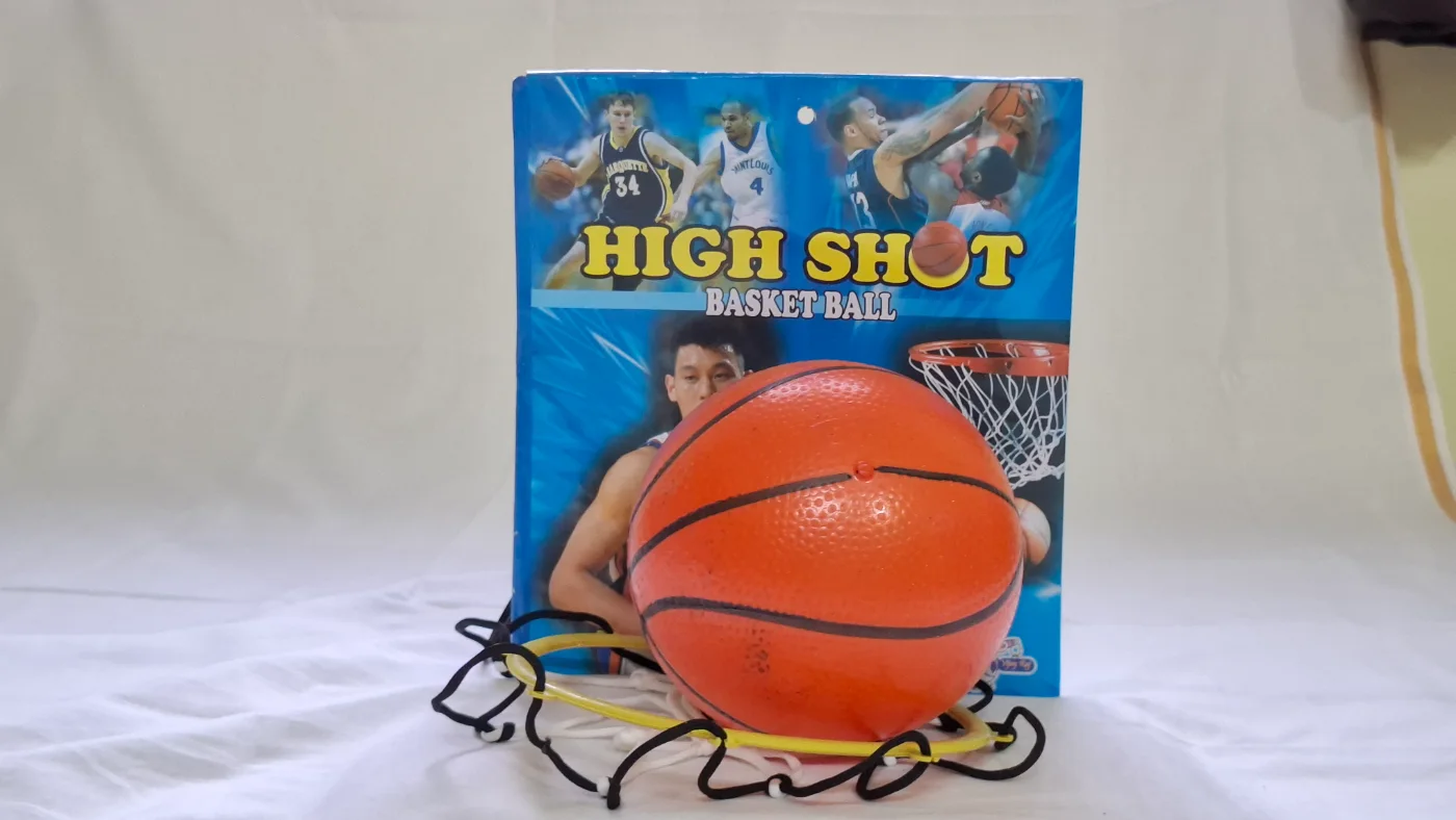 High Shot Basketball Toy Set with Mini Ball and Collapsible Hoop for Kids