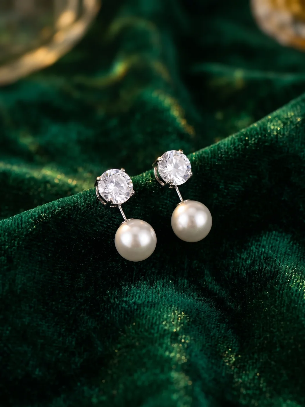 Elegant Pearl & Zircon Stud Drop Earrings for Women