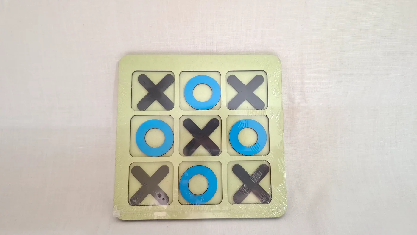 Classic Wooden Tic Tac Toe Board Game for Kids & Adults