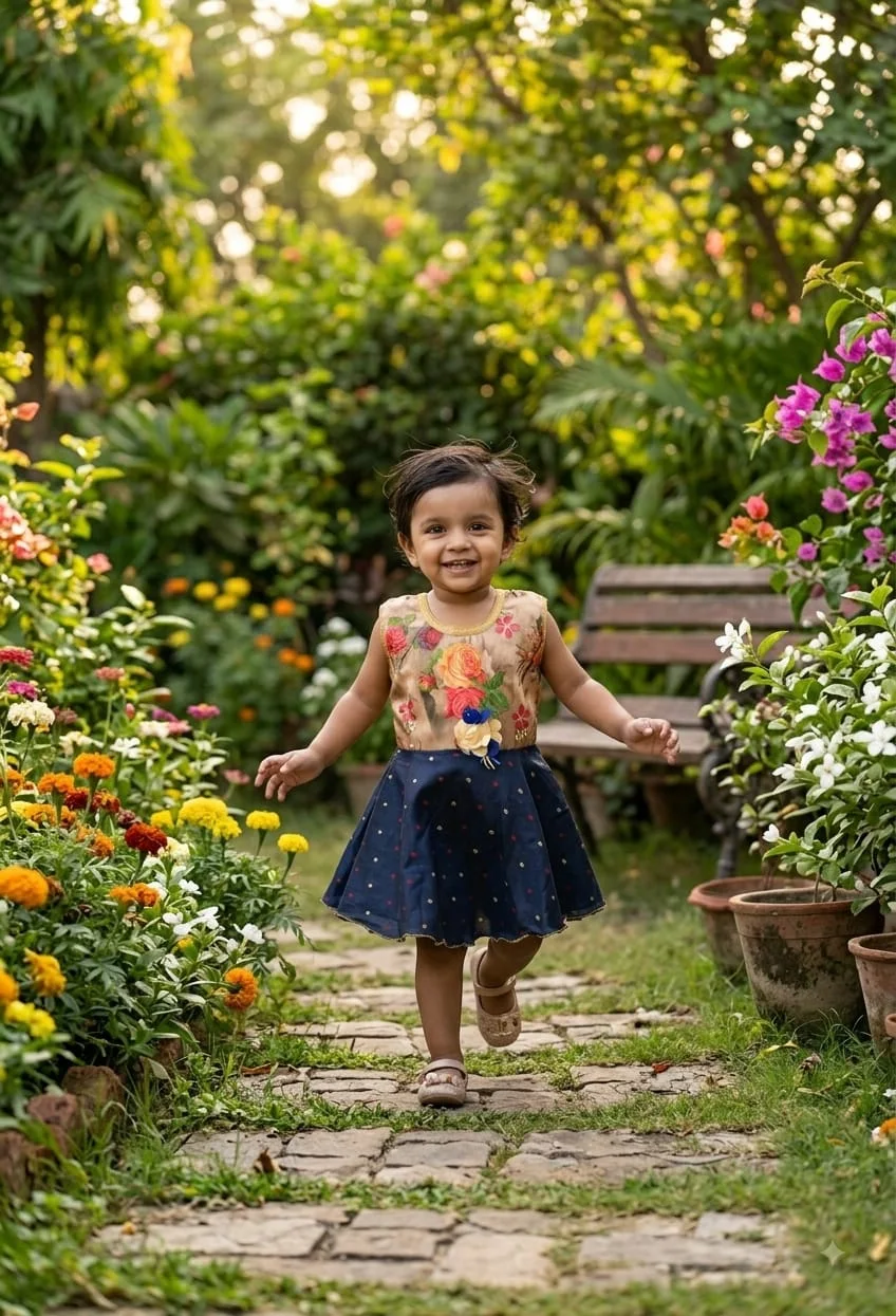 Baby Girls Floral & Polka Dot Sleeveless Frock Dress