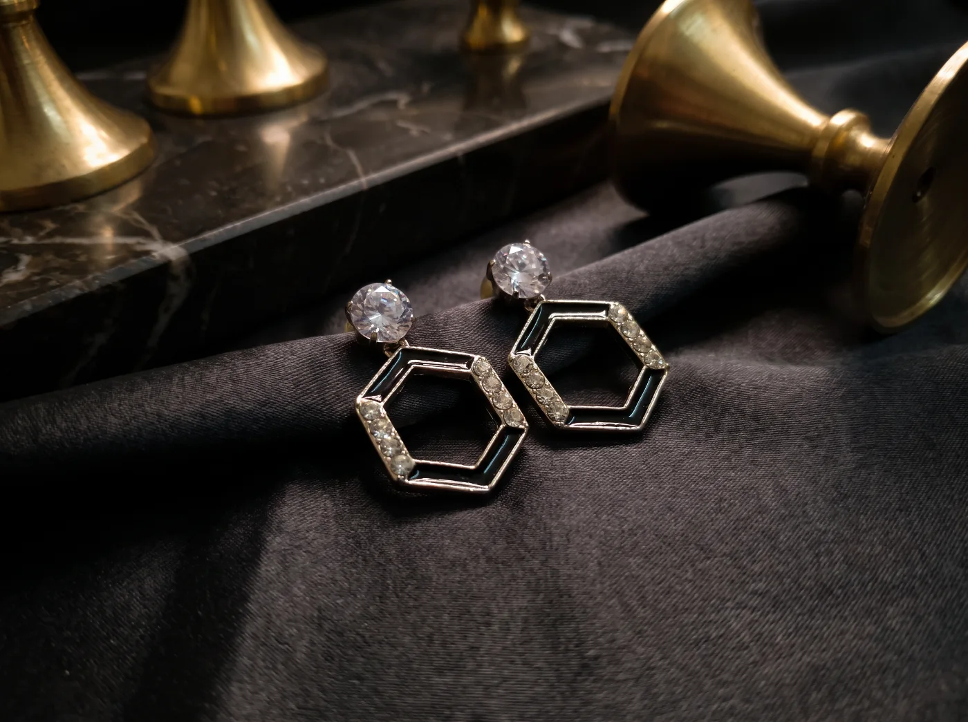 Elegant Hexagon Drop Earrings with Clear Stones for Women