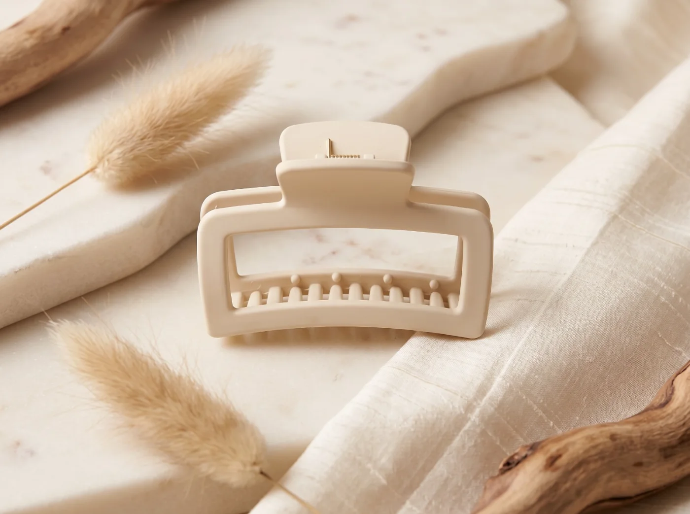 Elegant Beige Square Hair Claw Clip for Women