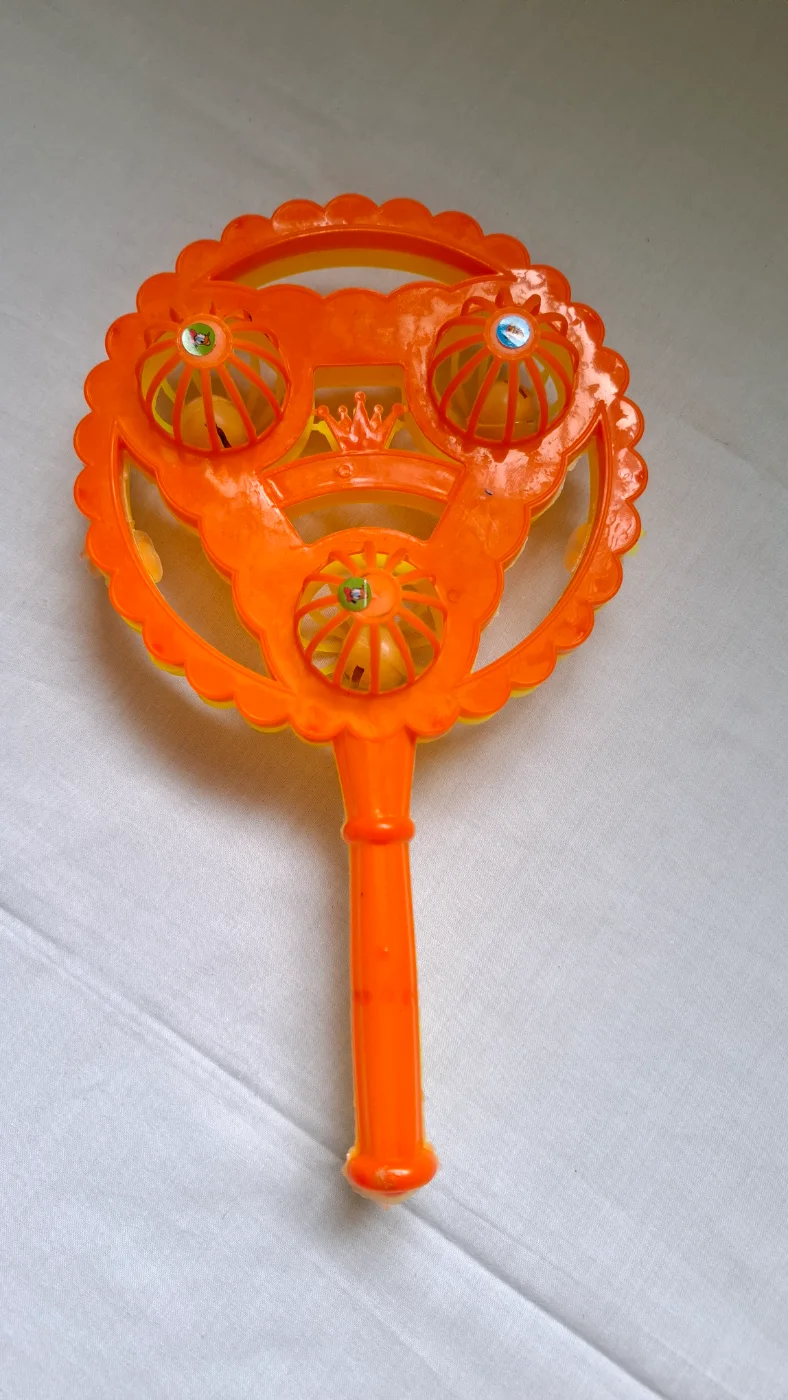 Orange Plastic Baby Rattle Toy with Handle