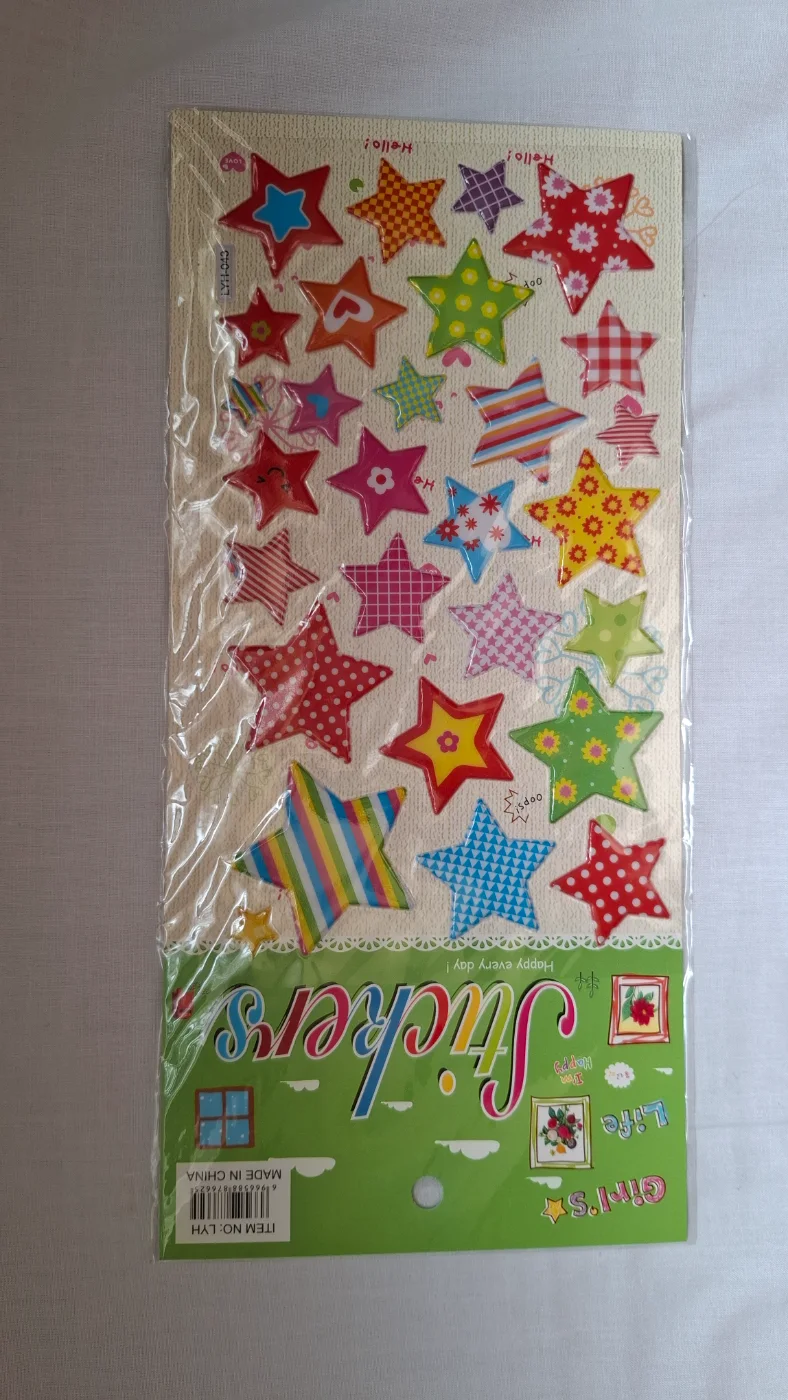 Multi-Color Star Shaped Decorative Stickers Sheet for Kids & Crafts