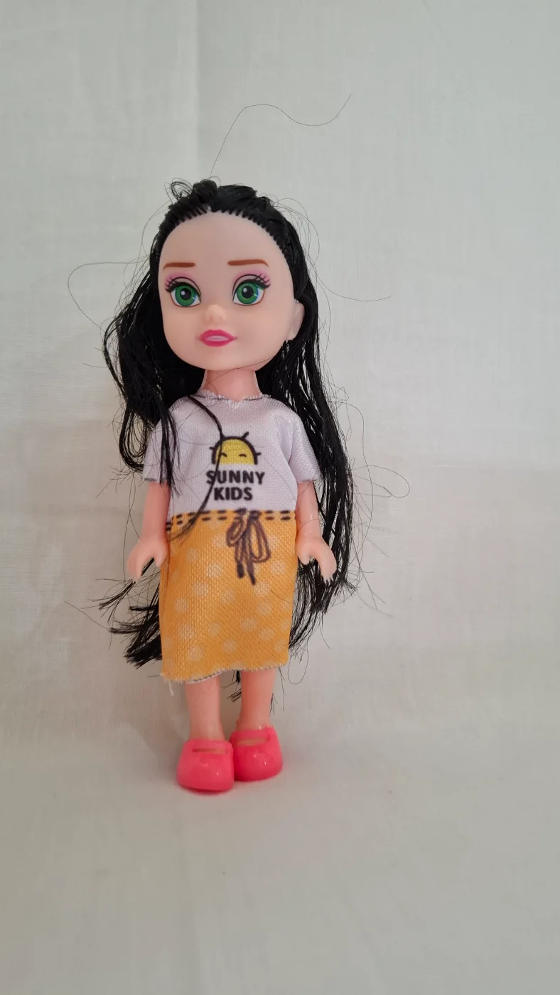 Fashion Doll with Sunny Kids T-shirt & Yellow Polka Dot Skirt for Girls