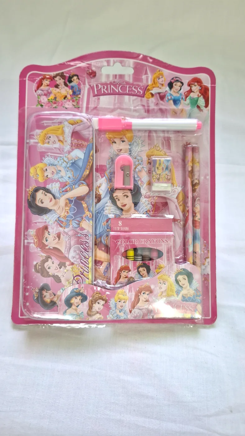 Disney Princess Stationery Set with Pencils, Eraser, Sharpener & 8 Color Crayons for Kids