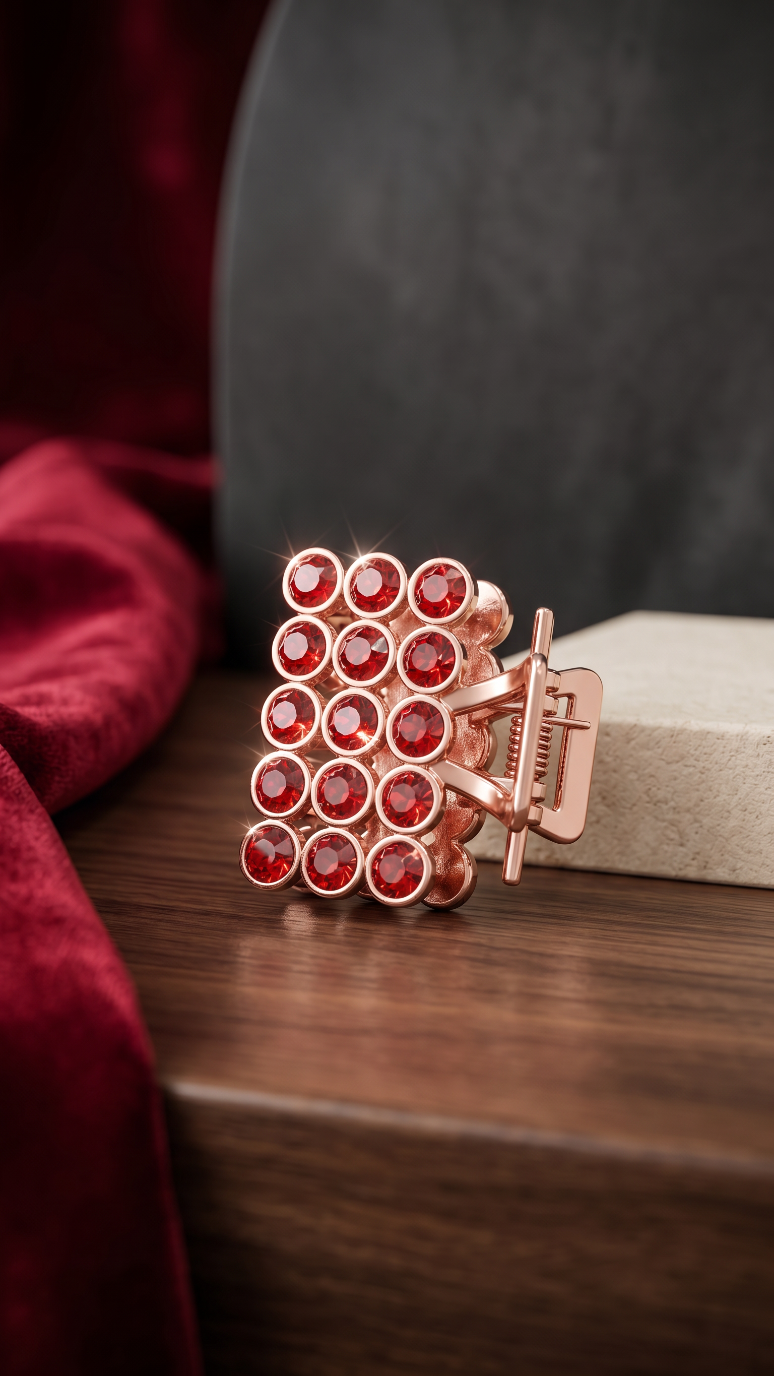 Elegant Red Rhinestone Embellished Small Hair Claw Clip