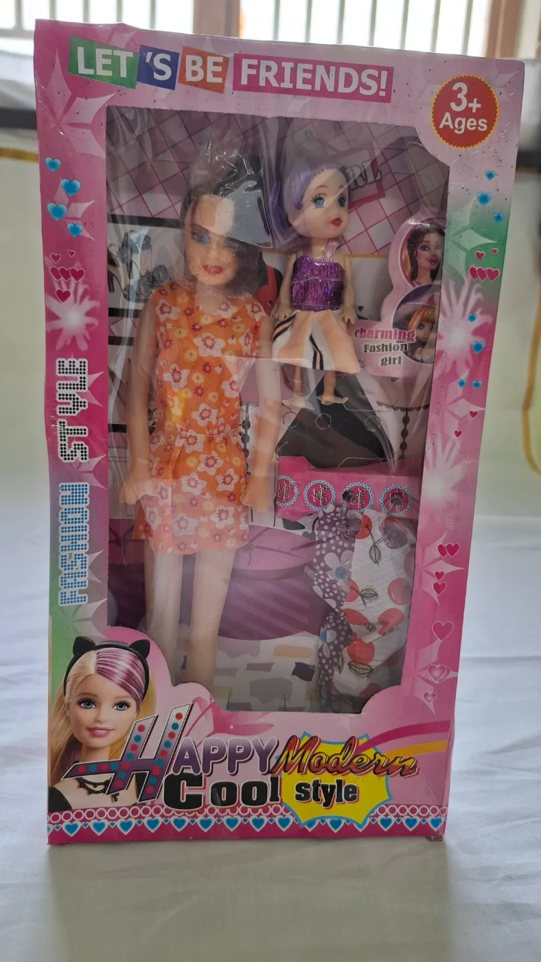 Fashion Doll Set with Big and Small Dolls for Girls 3+ Ages