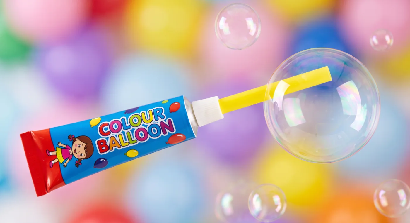 Colour Balloon Bubble Blowing Glue Paste with Straws - Kids Fun Toy Set
