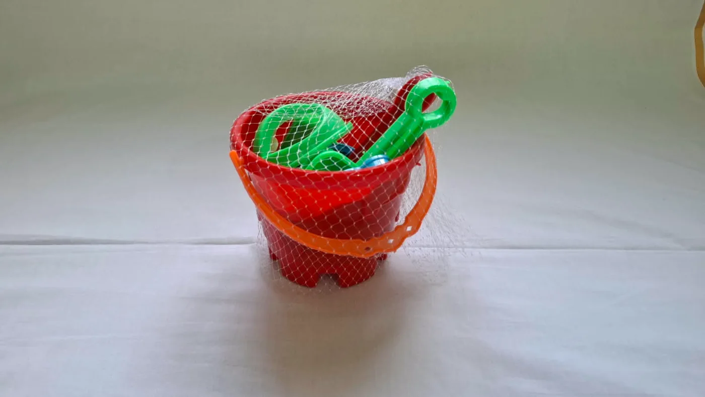 Kids Red Sand Bucket & Shovel Beach Toy Set
