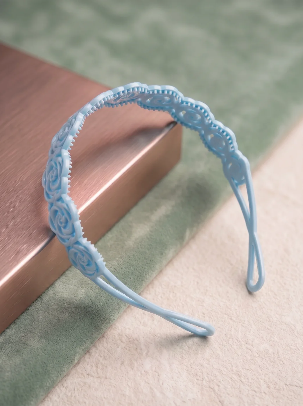 Light Blue Rose Design Plastic Hair Headband for Girls and Women