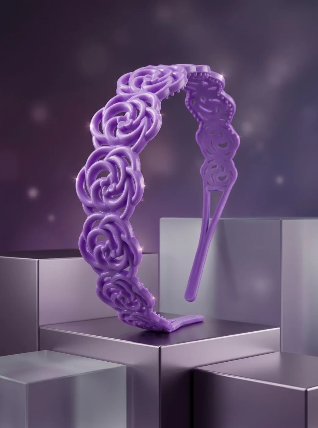 Purple Rose Design Hair Headband for Girls and Women