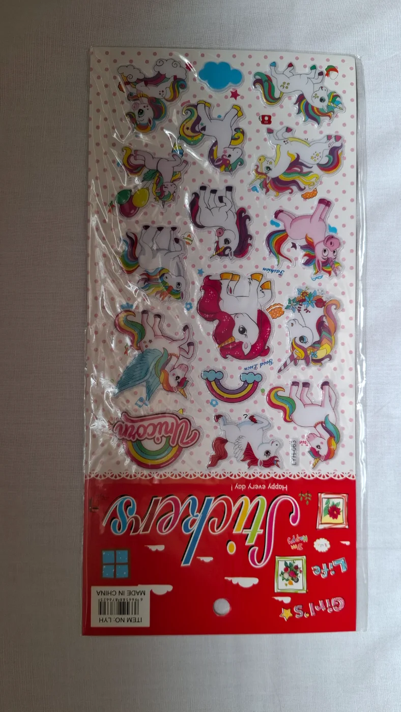 Unicorn Puffy Stickers Sheet for Kids - Multicolor Decorative Stickers
