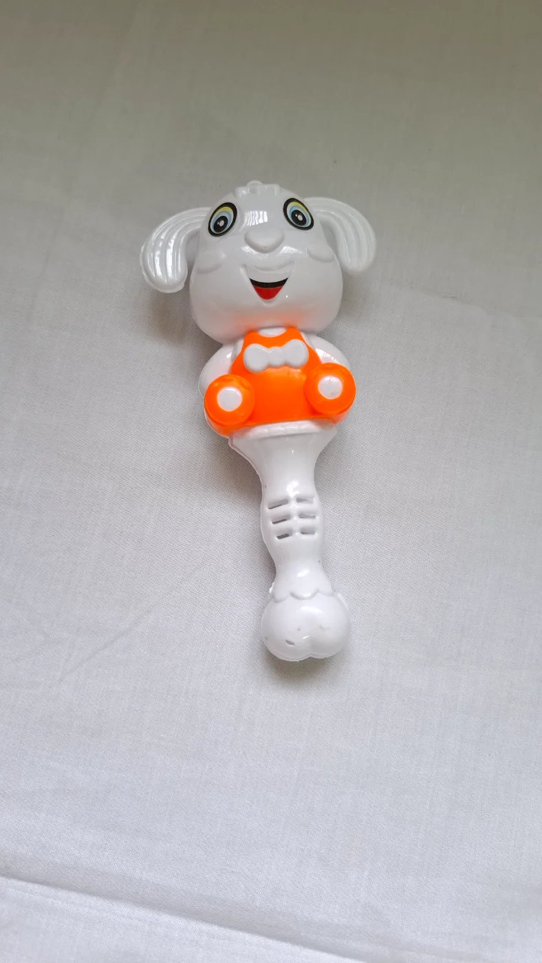 White and Orange Animal Shaped Baby Rattle Toy for Infants