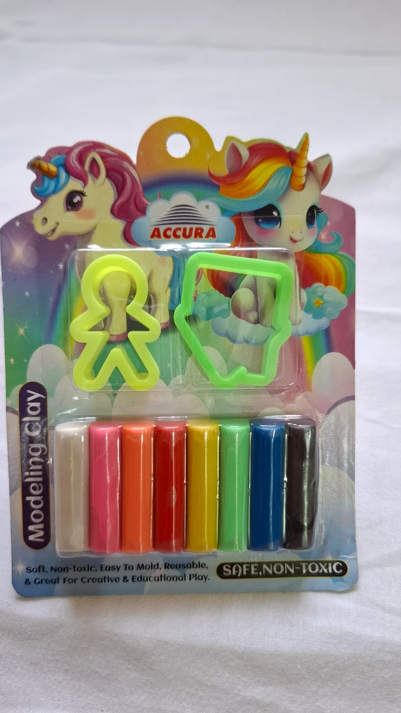 ACCURA Unicorn Theme Modeling Clay Set with Molds - 8 Colors, Soft & Non-Toxic for Kids