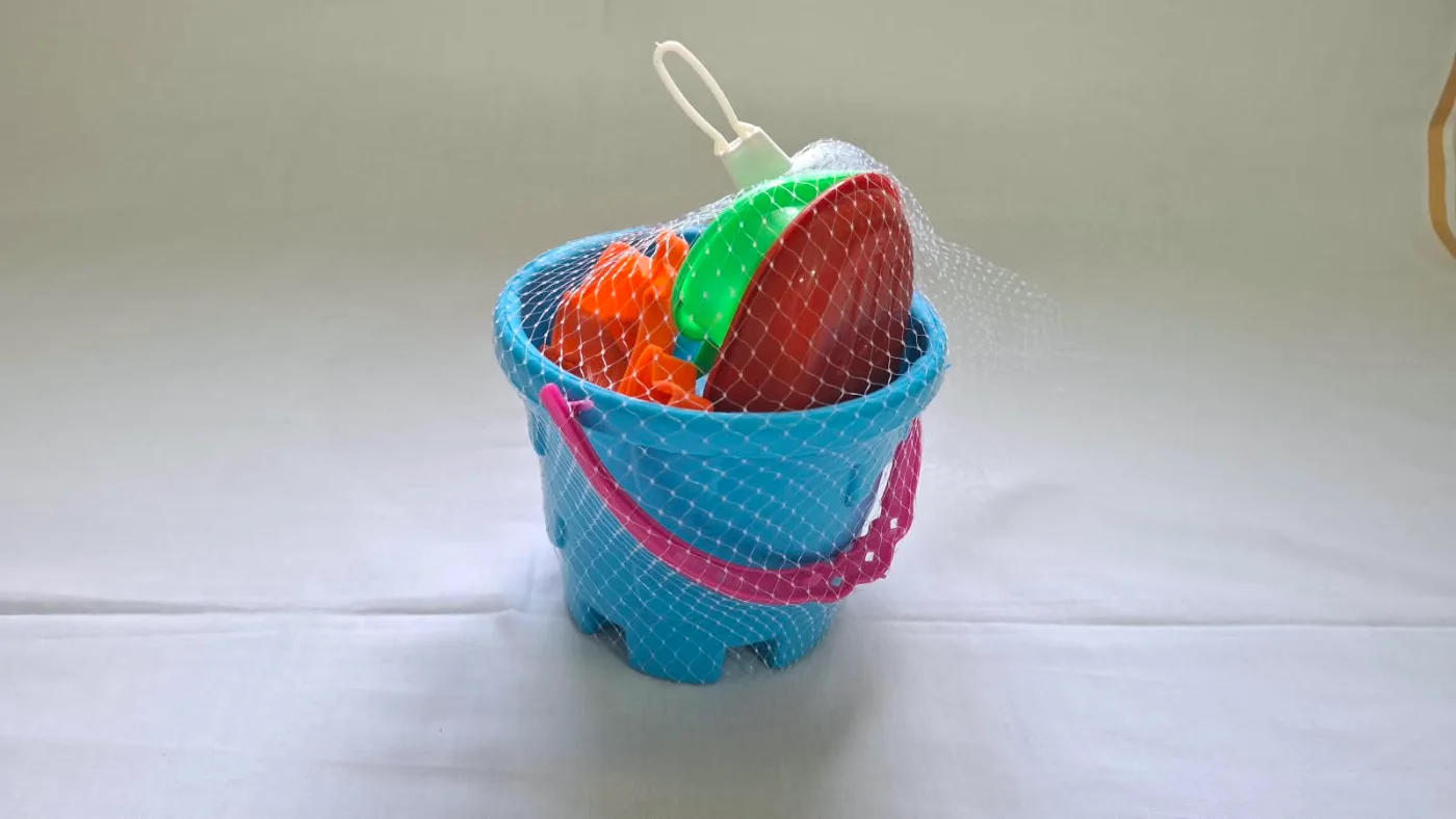 Kids Beach Sand Toy Set with Bucket, Shovel, Rake & Molds - Multicolor Plastic Play Set