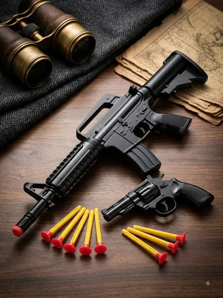 Kids Toy Gun Set with Rifle and Revolver, Suction Cup Darts