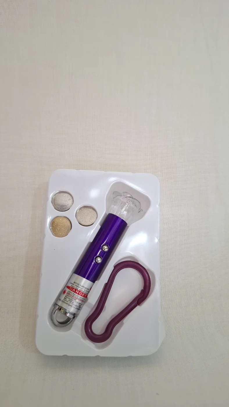 Purple Multi-Pattern Laser Pointer with Carabiner Clip and LR44 Batteries
