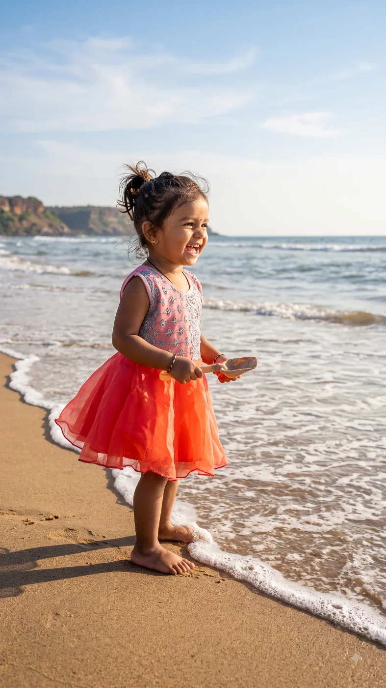 Pink & Coral Embroidered Sleeveless Girls' Party Dress