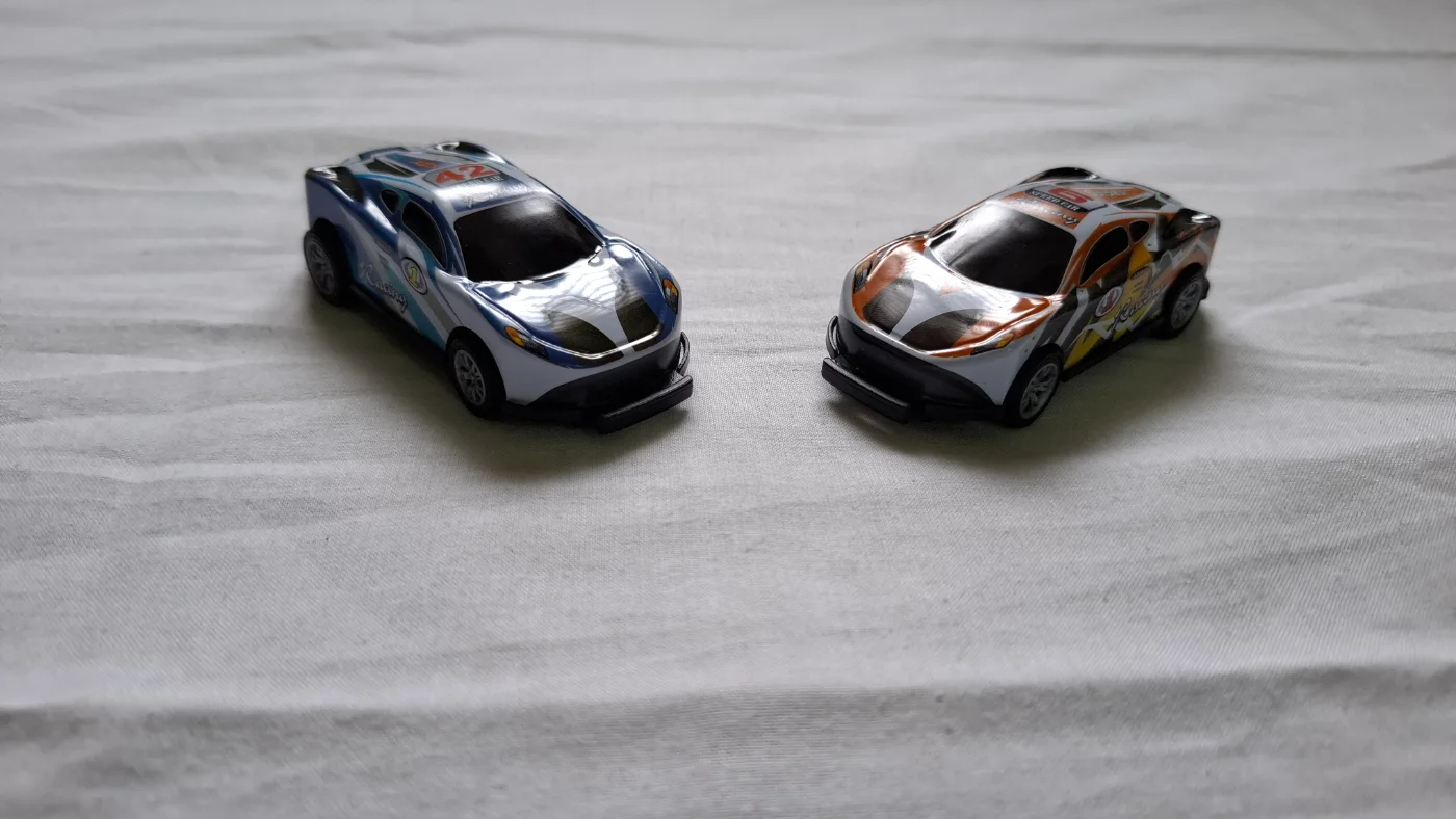 Set of 2 Die-Cast Racing Toy Cars for Kids - Blue & Orange