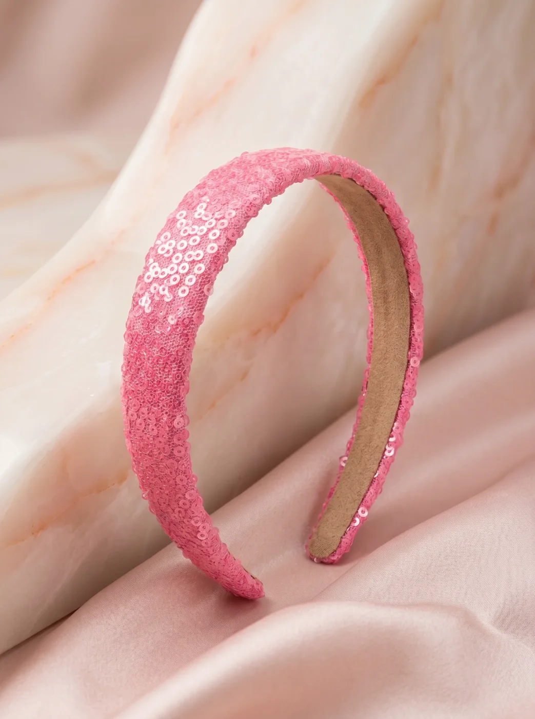 Pink Sequin Embellished Fashion Headband for Girls & Women