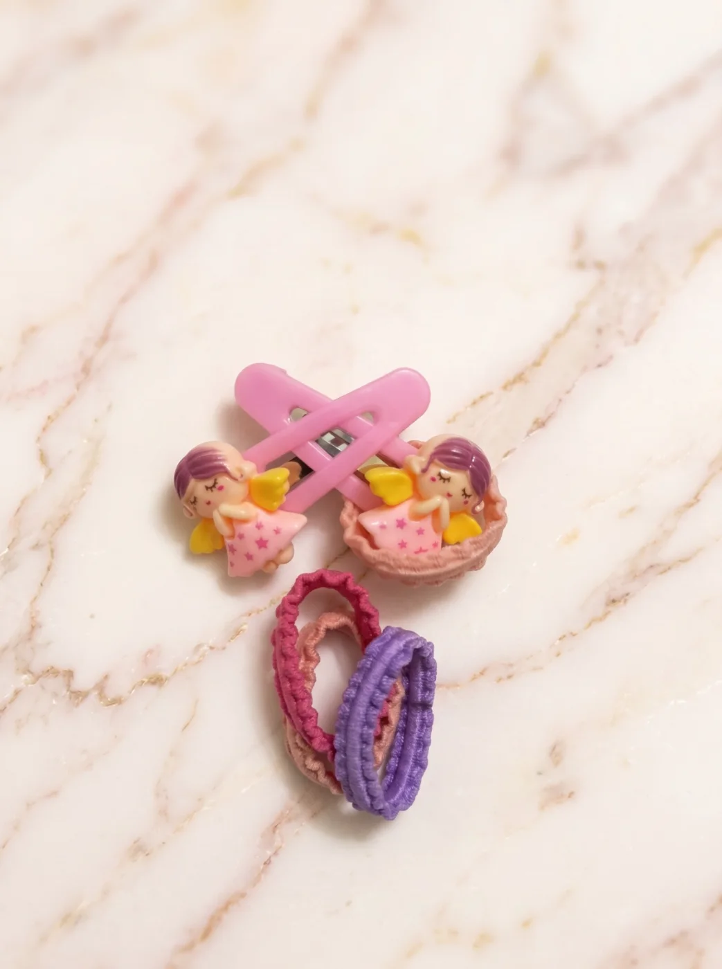 Kids Cute Angel Hair Clips & Elastic Hair Ties Combo Set for Girls
