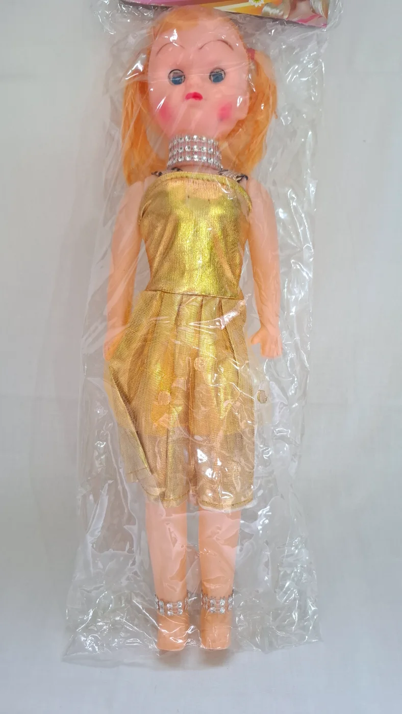 Fashion Doll with Golden Dress and Rhinestone Accessories for Kids