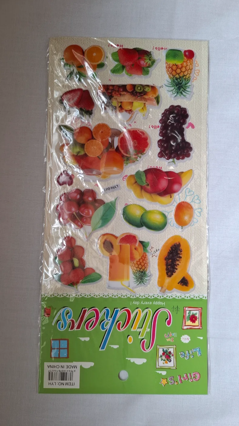 Colorful Fruit Design Decorative Stickers for Kids and Crafts