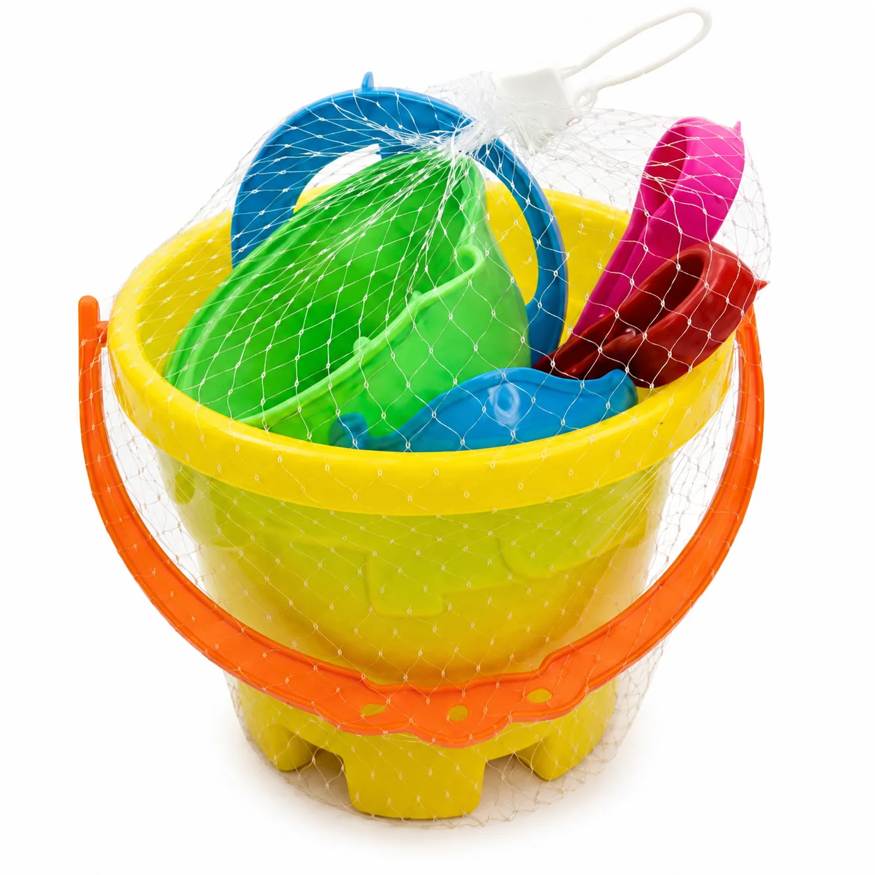 Kids Multi-color Plastic Beach Sand Toy Set with Bucket, Shovel & Tools