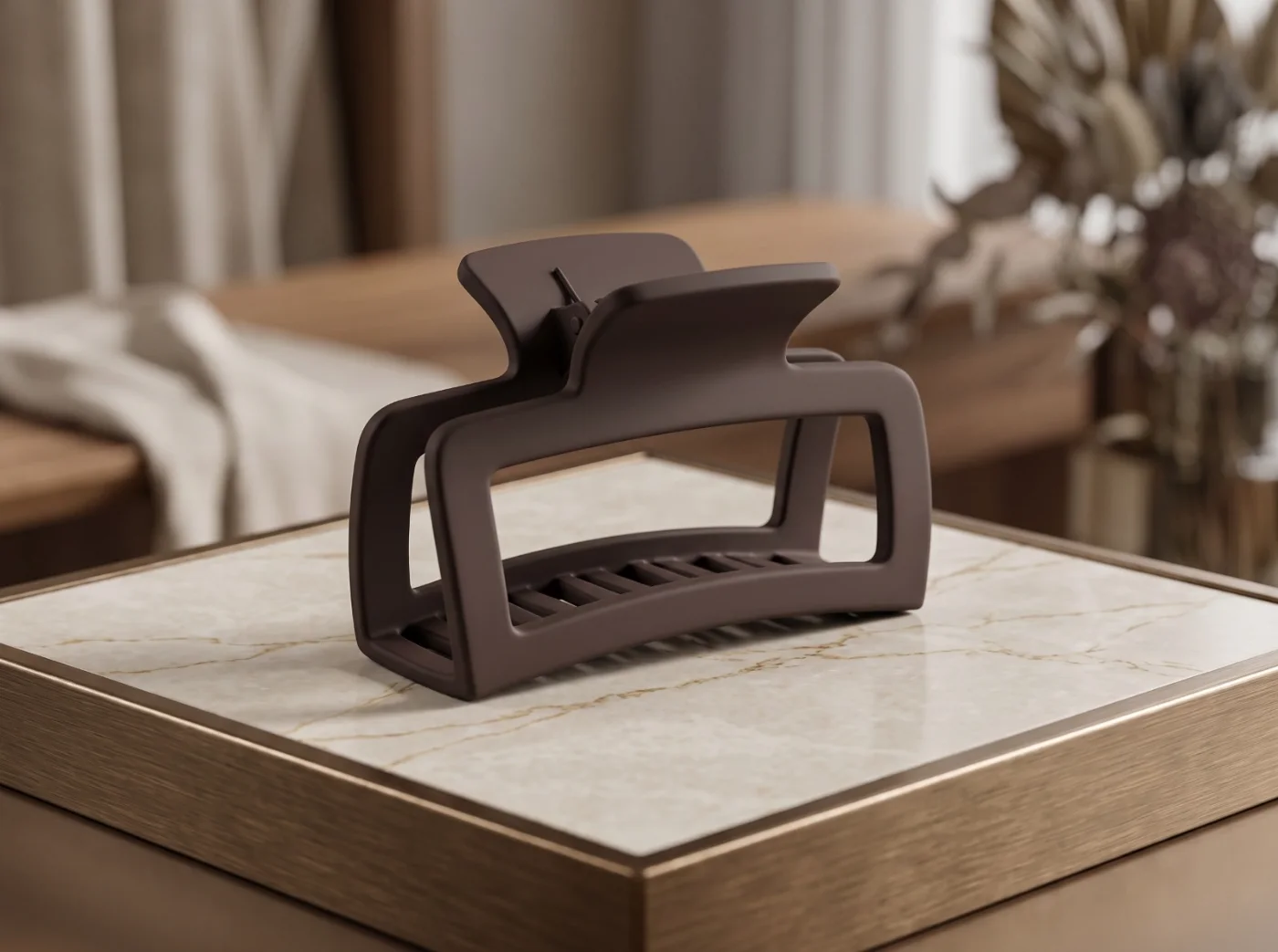 Dark Brown Matte Hair Claw Clip for Women