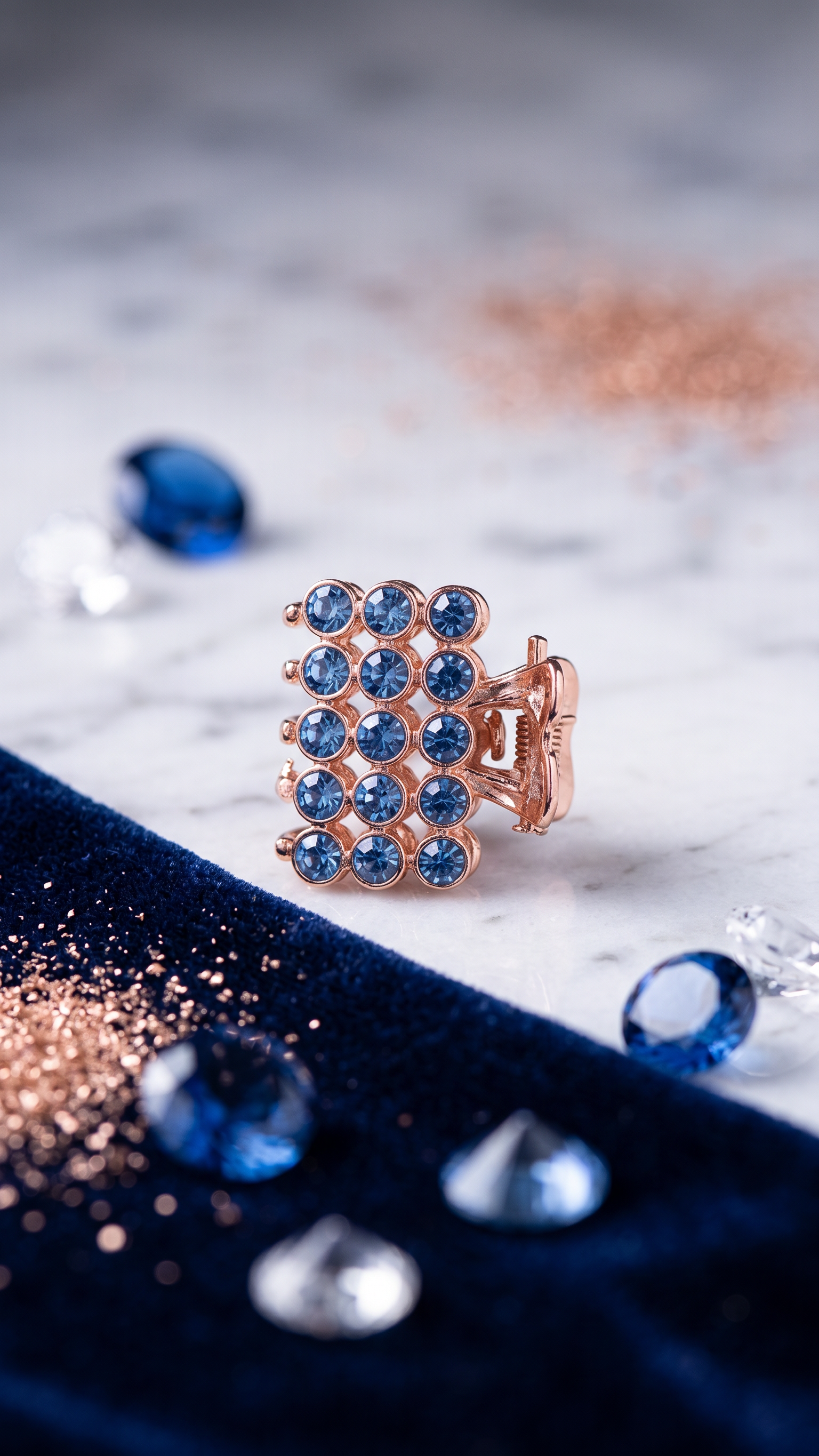 Rose Gold Rhinestone Embellished Hair Claw Clip for Women