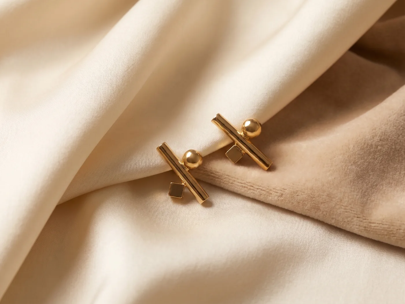 Modern Geometric Gold Plated Stud Earrings for Women