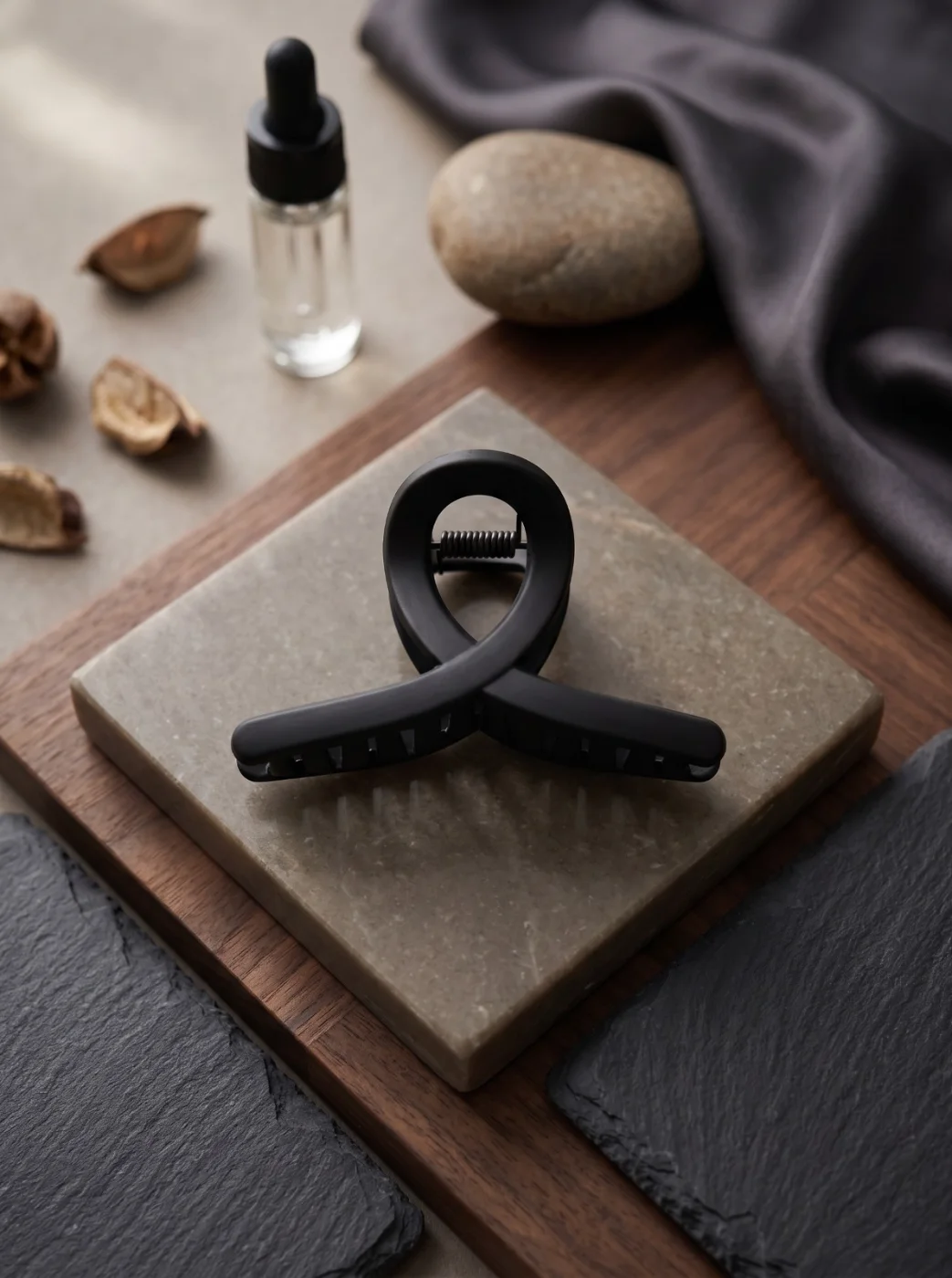 Black Matte Finish Hair Claw Clip for Women & Girls