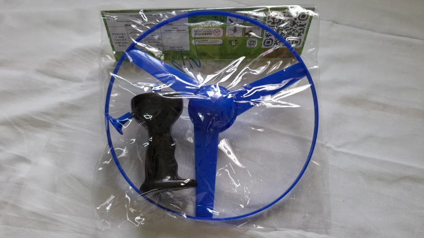 Blue and Black Plastic Flying Disc Toy with Launcher for Kids Outdoor Play