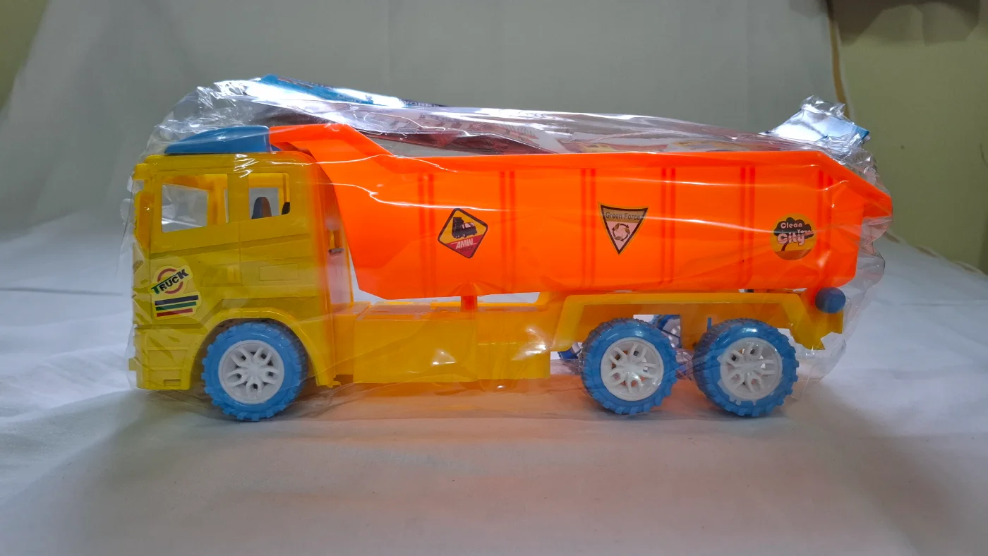 AMW Plastic Dump Truck Toy for Kids - Yellow & Orange